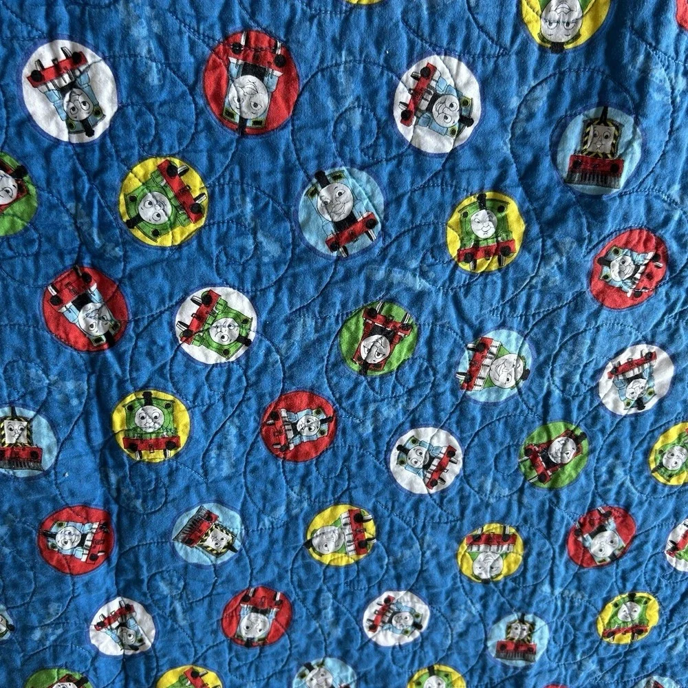 Thomas Tank Engine Train Baby Toddler Blanket Comforter Quilt 37x42 Vintage GUC
